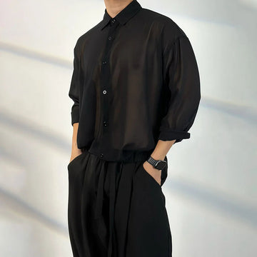 AIDASE  -  Mens Shirt Transparent Sheer Sexy Long Sleeved Shirt Summer Casual Personality Breathable Quick Drying Top Men's Clothing aidase-shop